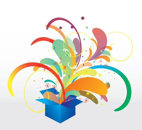 Caja con elementos coloridos — Vector de stock