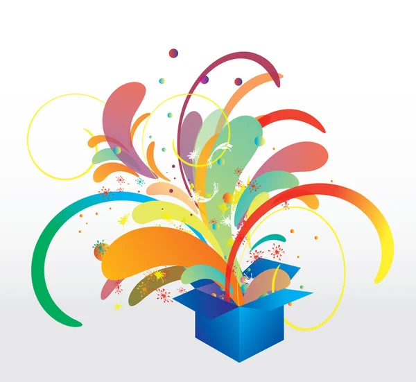 Коробка з різнокольоровими елементами Стокова Ілюстрація