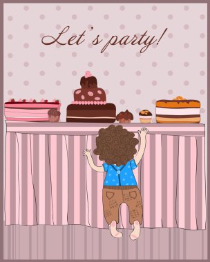 Baby Boy Let's Party Birthday Card clipart