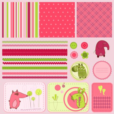 Design elements for baby scrapbook clipart