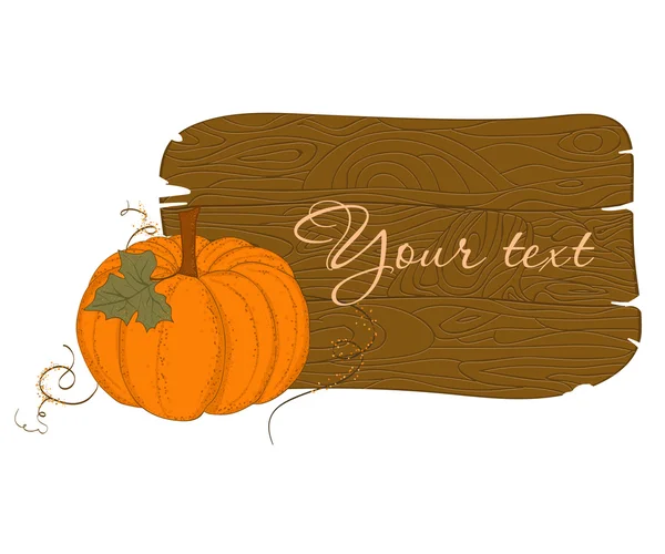Wooden Banner Pumpkin — Stock Vector