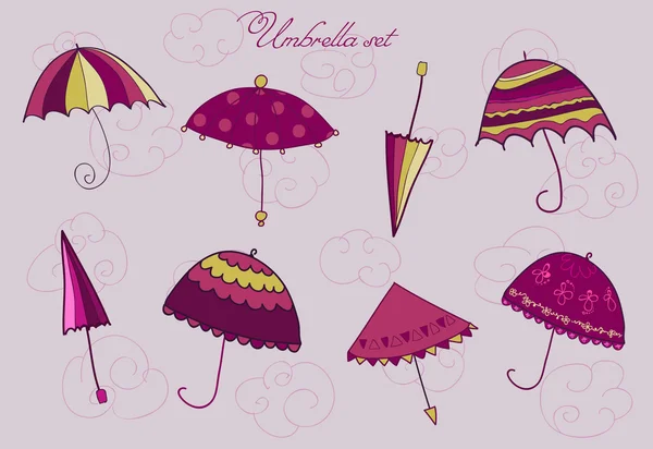 Set di ombrelli in vettore — Vettoriale Stock