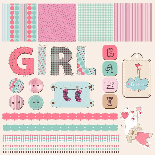 Скрапбук Baby Girl Set — стоковий вектор