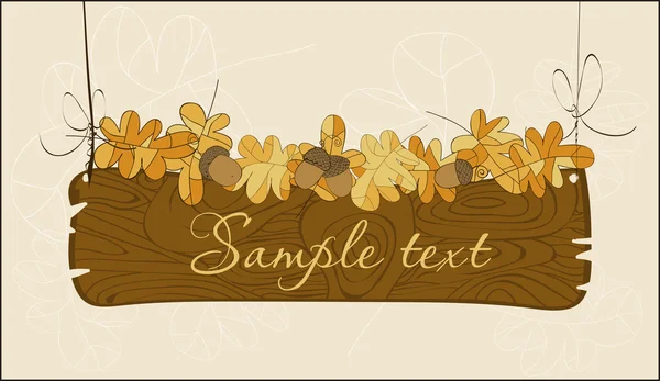 どんぐりと葉を持つベクトルの木秋バナー — ストックベクタ