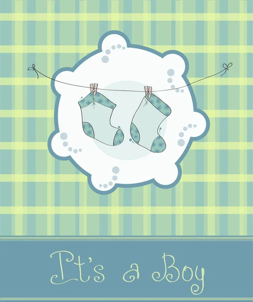 赤ちゃん男の子到着のお知らせカード — ストックベクタ