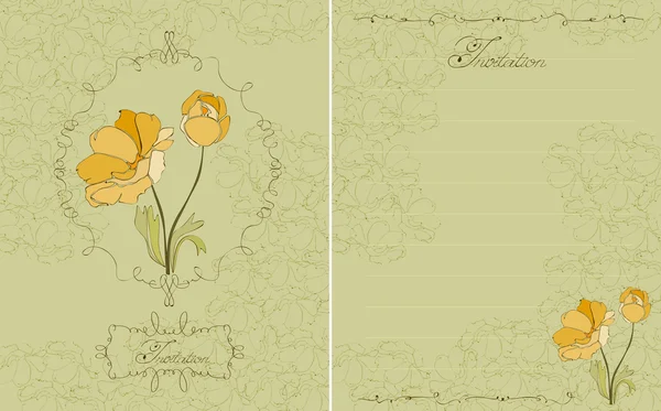 Καρτ Ποστάλ Πράσινη Floral Πρόσκληση Στο Άνυσμα — Διανυσματικό Αρχείο