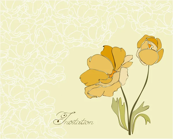 Invitación Floral Postal Vector — Vector de stock
