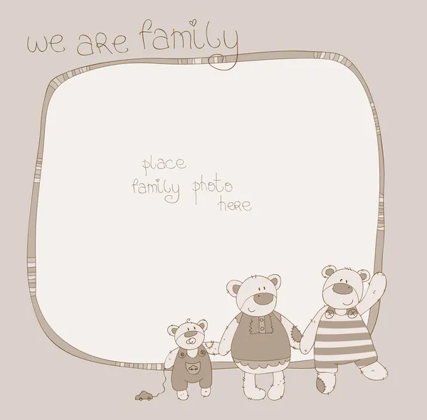 stock vector Cute Family Bear Photo Frame in Sepia