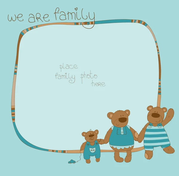 Cadre photo d'ours de famille mignon — Image vectorielle