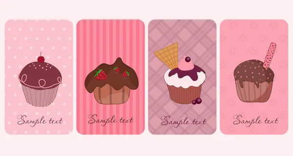 Conjunto Pancartas Cupcakes — Vector de stock