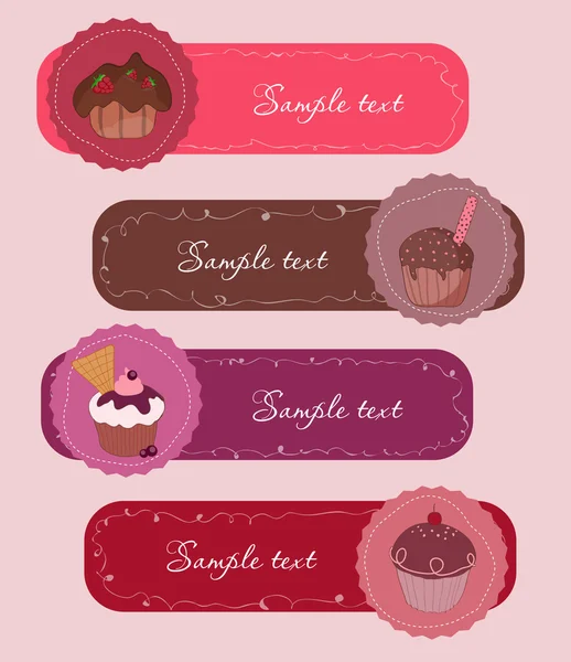 Conjunto de Cupcakes Banners —  Vetores de Stock