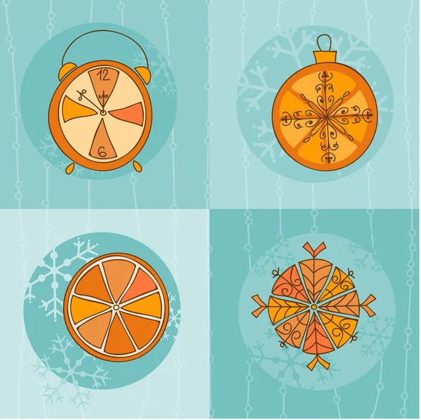 時間概念のクリスマス カード — ストックベクタ