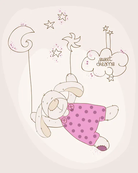眠っている赤ちゃんクマかわいいカード — ストックベクタ