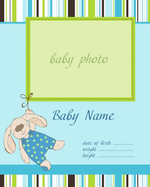 Carte d'arrivée de bébé garçon avec cadre — Image vectorielle