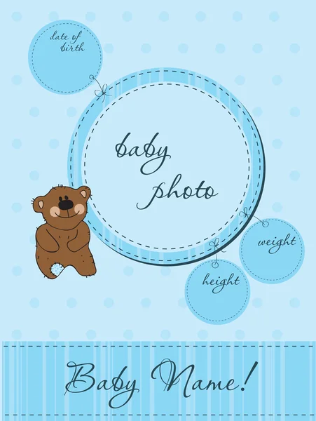 Cartão Anúncio Bebê Azul Com Moldura —  Vetores de Stock