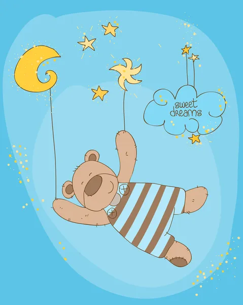 睡觉的宝宝熊可爱卡 — 图库矢量图片