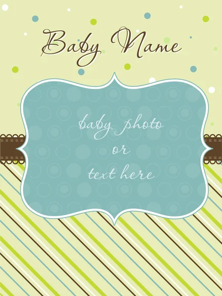 Baby Boy Ankunftskarte mit Rahmen — Stockvektor