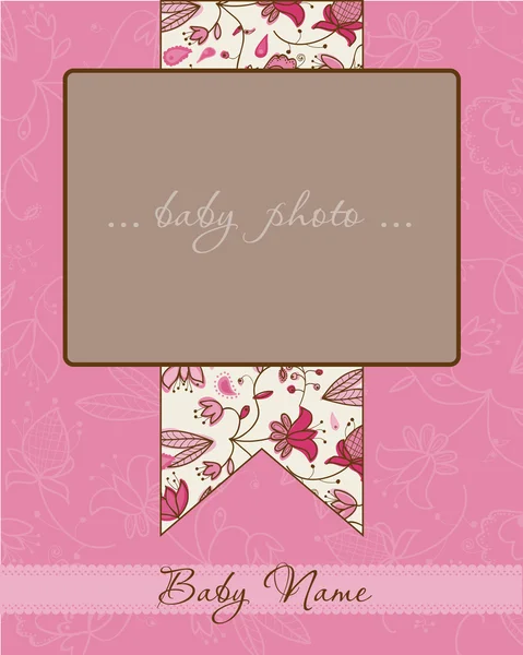 Baby Girl Arrival Card with Frame — Stock Vector