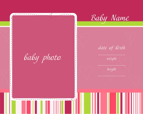 Baby Arrival Card Con Cornici Foto — Vettoriale Stock