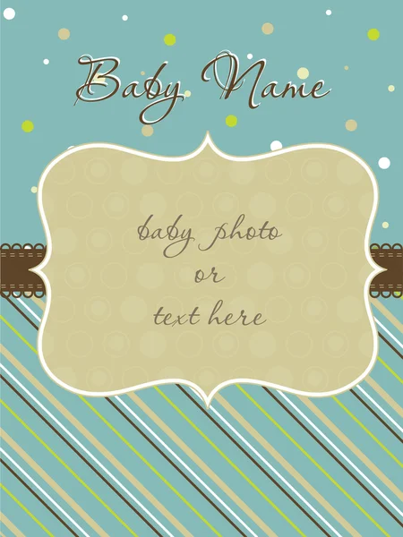 Kaart Van Aankomst Van Baby Met Fotolijstjes — Stockvector