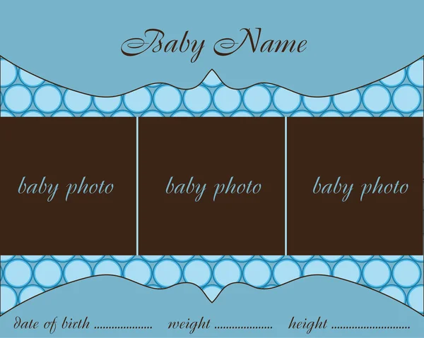 Tarjeta de llegada de bebé niño con marco — Vector de stock