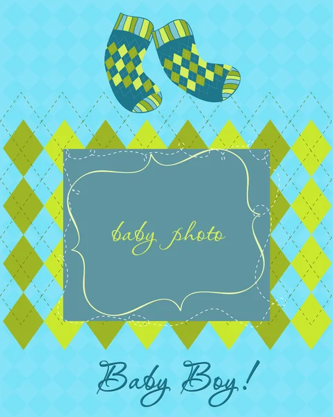 Baby Arrival Card with Photo Frame — Stock Vector