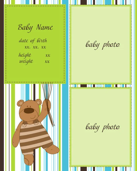 Baby Ankunftskarte Mit Fotorahmen — Stockvektor
