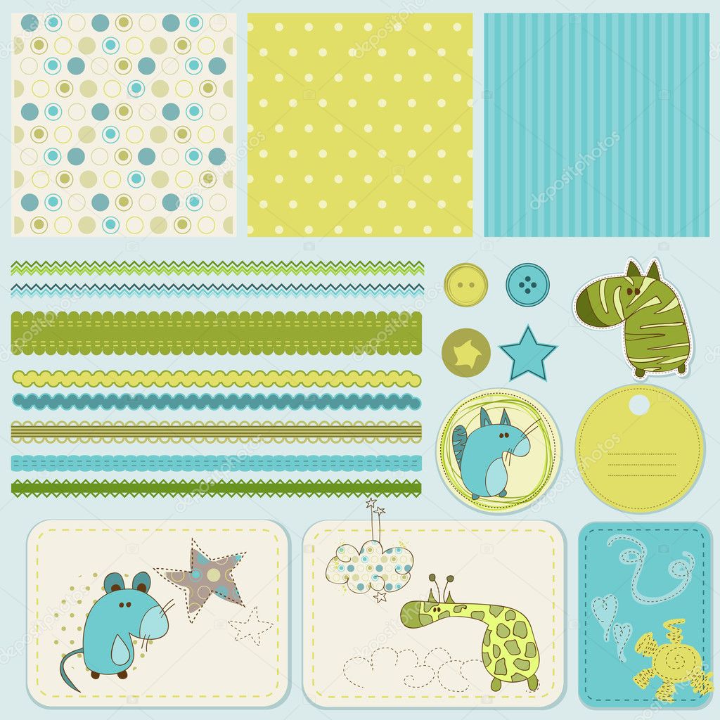 Design elements for baby scrapbook