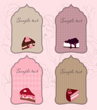 Set of Cute Cake Tags for design in vector clipart