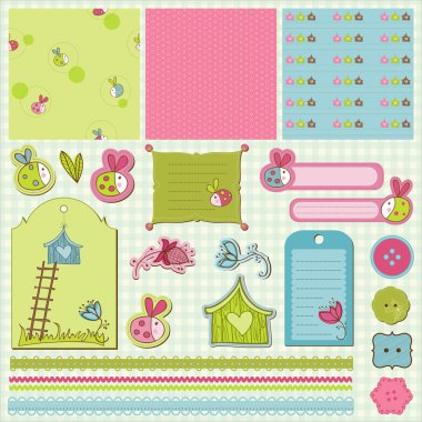 Baby Scrap with Ladybugs in vector clipart