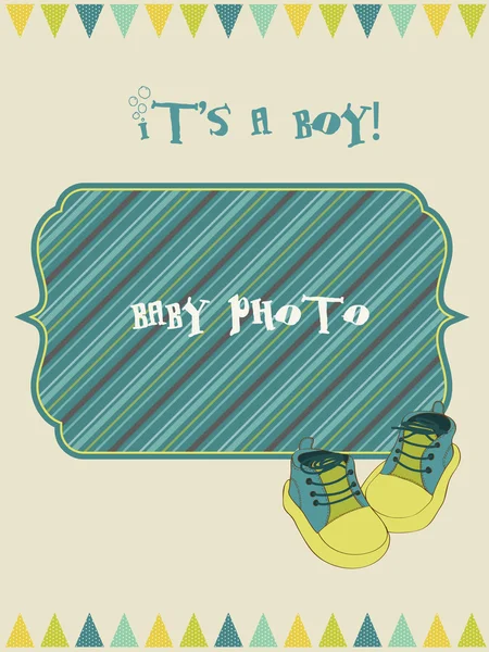 ベクトルで写真フレームと赤ちゃん到着カード — ストックベクタ