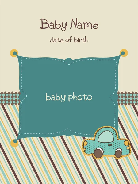 Baby Arrival Card with Photo Frame in vector — Stock Vector