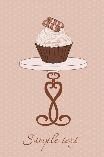 ベクトルのカップケーキと結婚式の招待状 — ストックベクタ