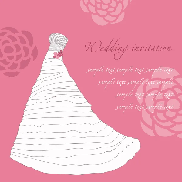 Carte d'invitation de robe de mariée en vecteur — Image vectorielle