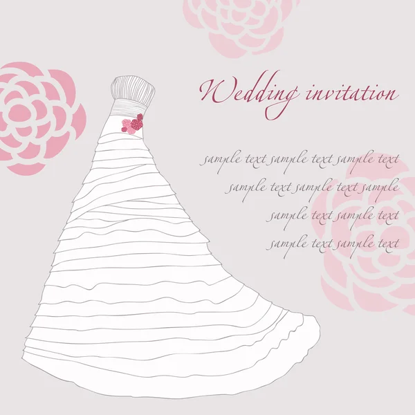 Wedding dress invitation card in vector — Stock Vector