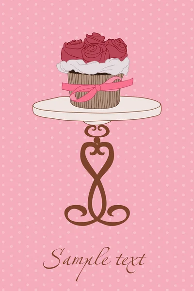 ベクトルのカップケーキの招待カード — ストックベクタ