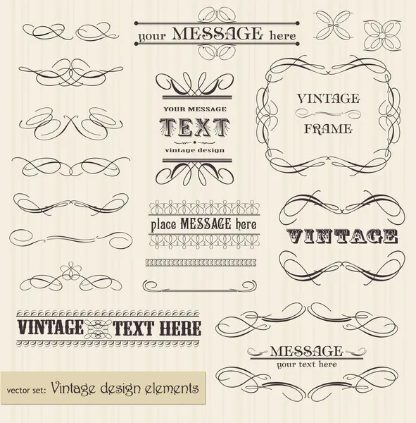 Conjunto vintage vetorial: elementos de design caligráfico e decoração de página — Vetor de Stock