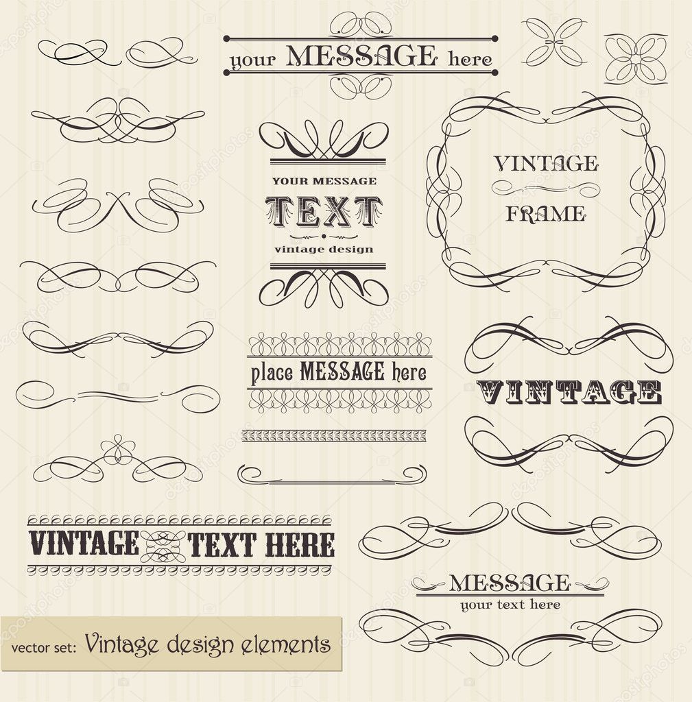 Vector vintage set: calligraphic design elements and page decora
