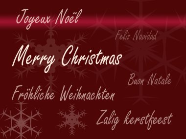 Xmas card multiple languages - red clipart