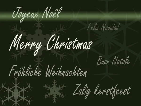 Carte de Noël plusieurs langues - vert — Photo