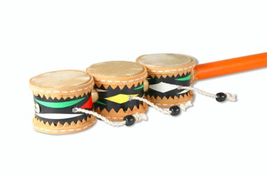 Isolated colored hand drums on a white background clipart