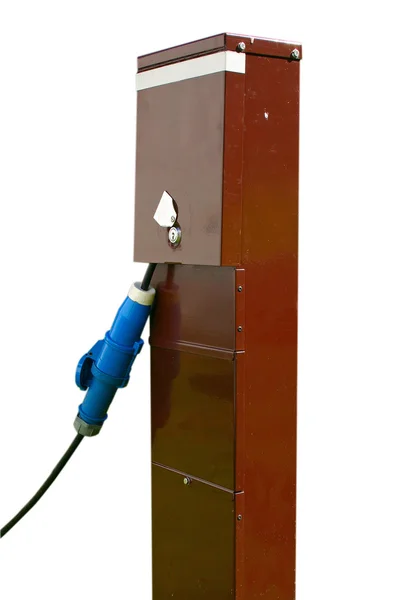 stock image Brown Electricity Box with Blue Power Cable