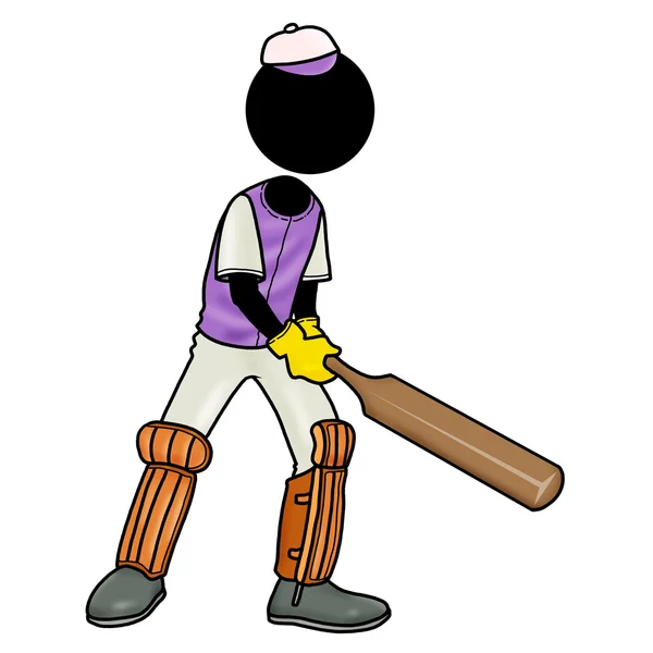 Silhouette Férfi Sport Ikon Krikett — Stock Fotó