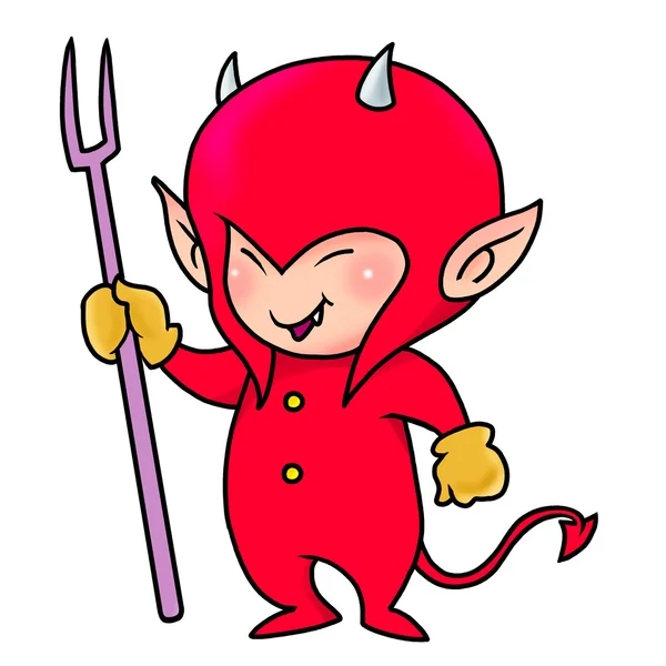 Roztomilý červený démon boy — Stock fotografie