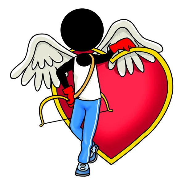 Ангел и красное сердце — стоковое фото