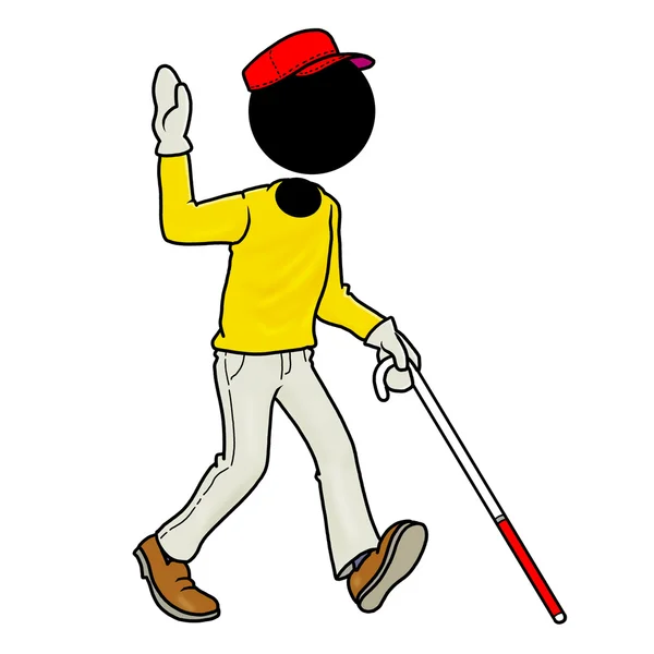 Silhouette Mand Sundhed Ikon Blinde Handicap Mand Walking - Stock-foto