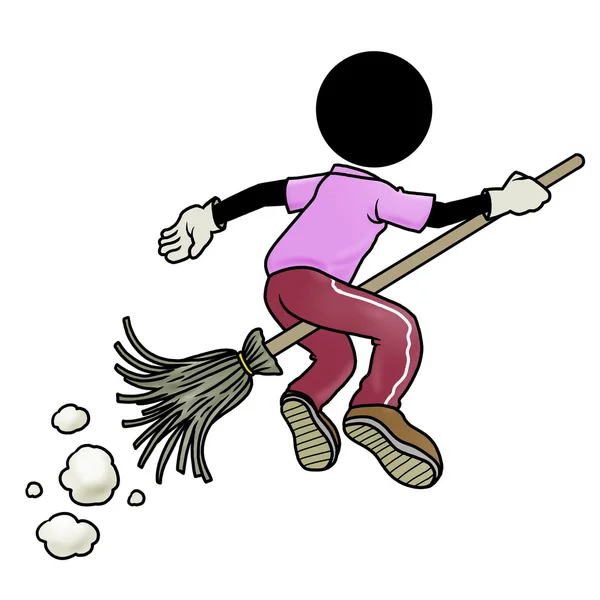 Flying with broom — Stock Photo, Image