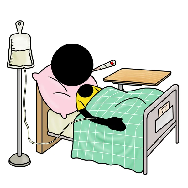 Silhouette Man Health Care Icon Hospital Sick Bed — Stock Photo, Image