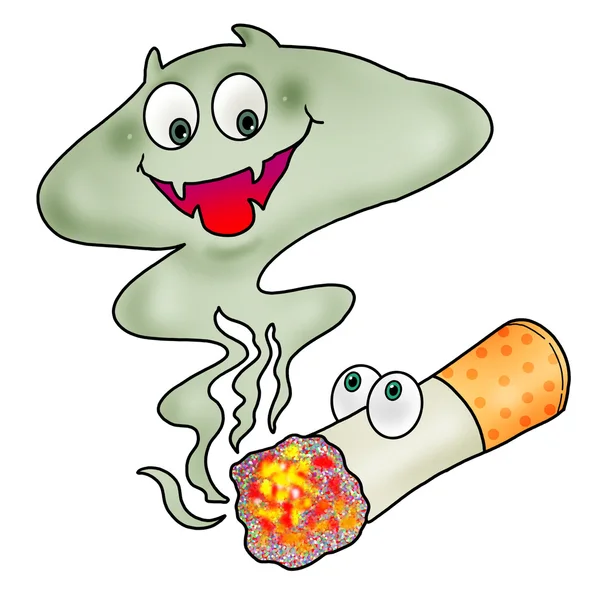 Cartoon Illustration Demon Appear Smoke Lighted Cigarette — Stock Photo, Image