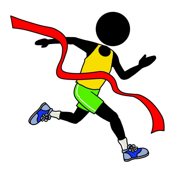 Σιλουέτα Άνθρωπος Που Τρέχει Πέρα Από Την Γραμμή Του Τερματισμού — Φωτογραφία Αρχείου